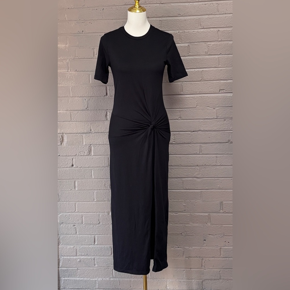 Stateside long black ruched side dress
